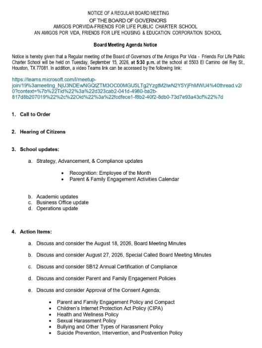 Board Meeting Notice